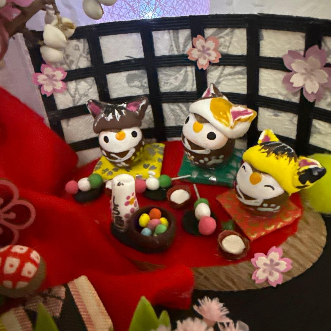 どんぐりアート♡2026年度ねこ帽子お雛様BIGオブジェ♡