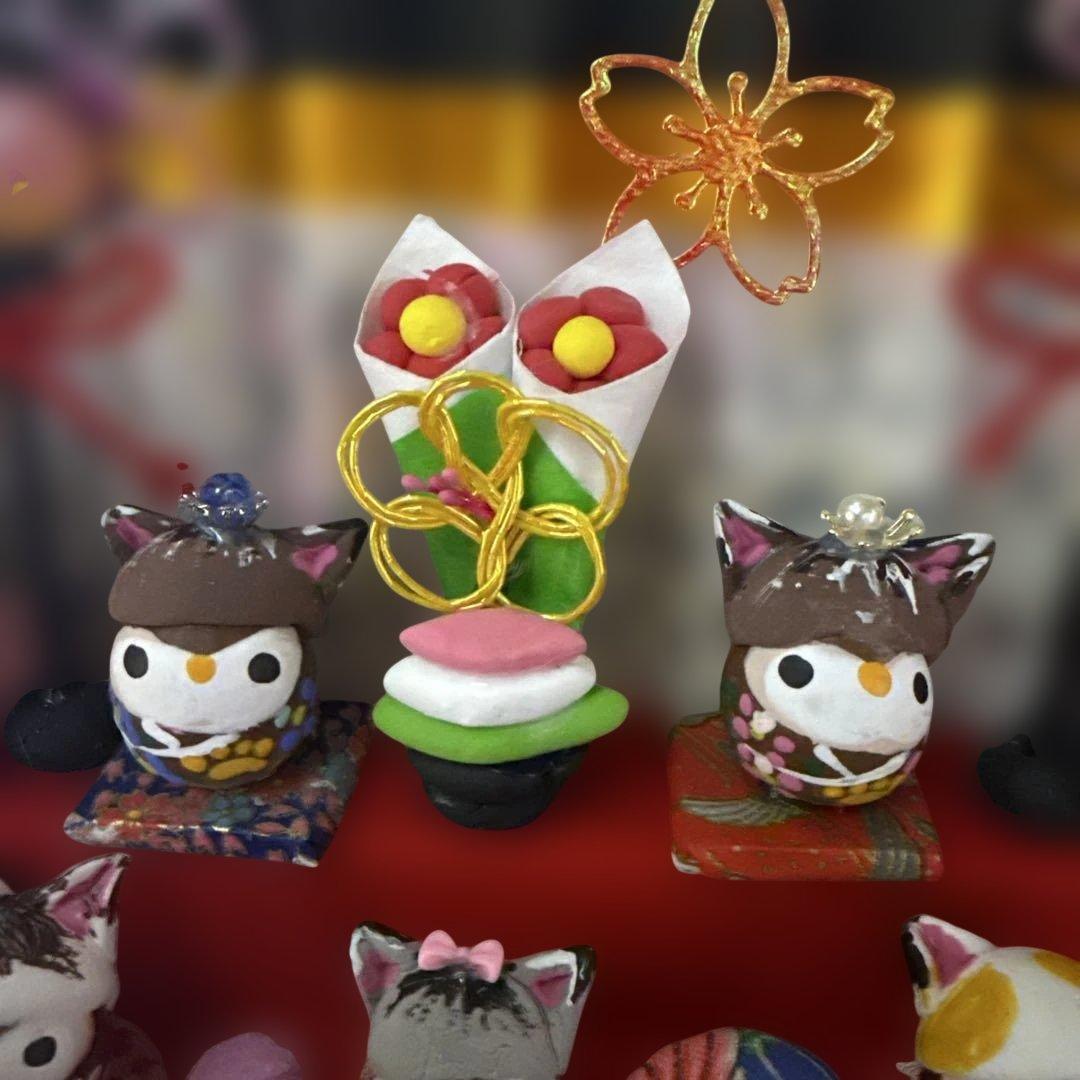どんぐりアート♡2026年度ねこ帽子お雛様BIGオブジェ♡