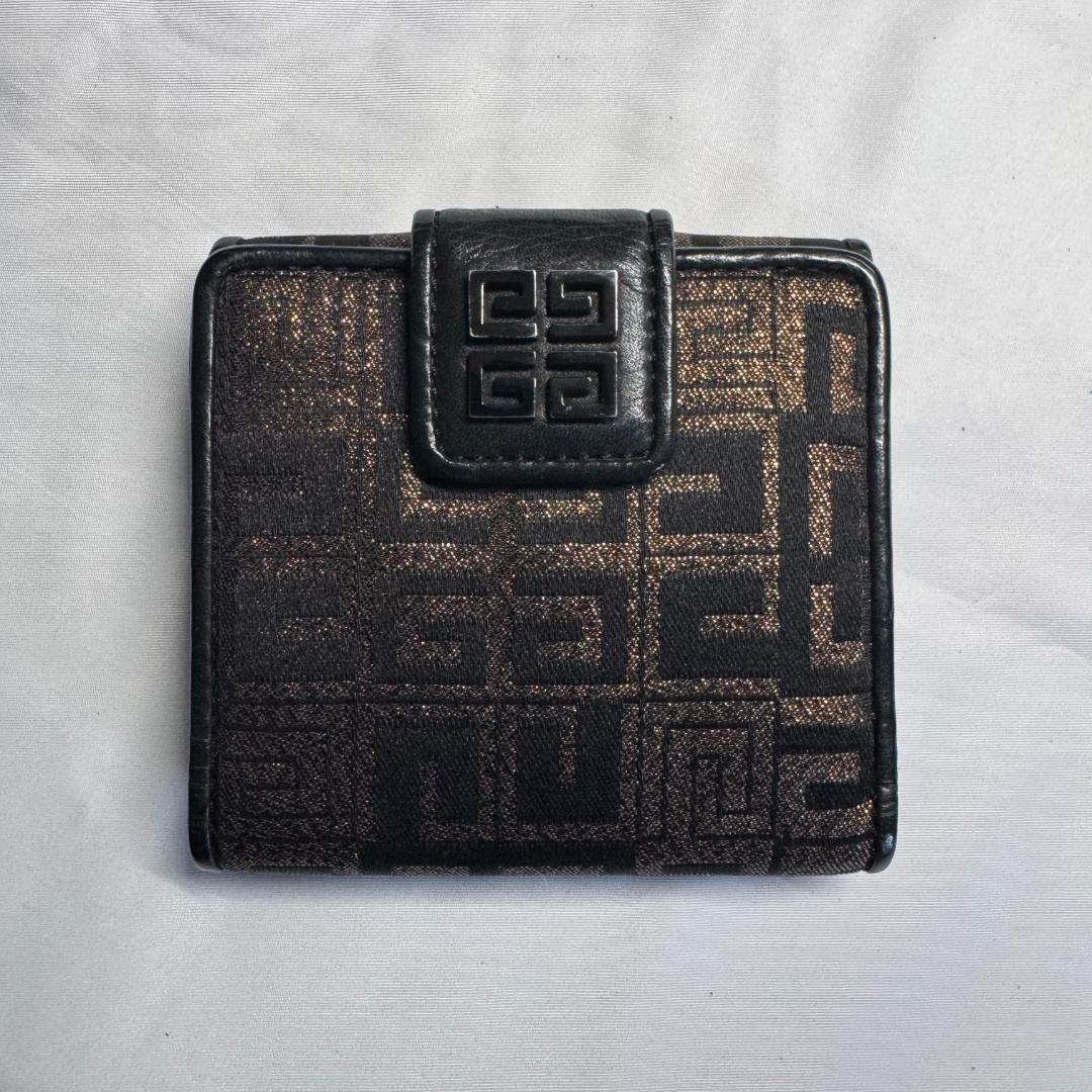 GIVENCHY ジバンシー 二つ折り財布 ロゴ入り ブラック ゴールド