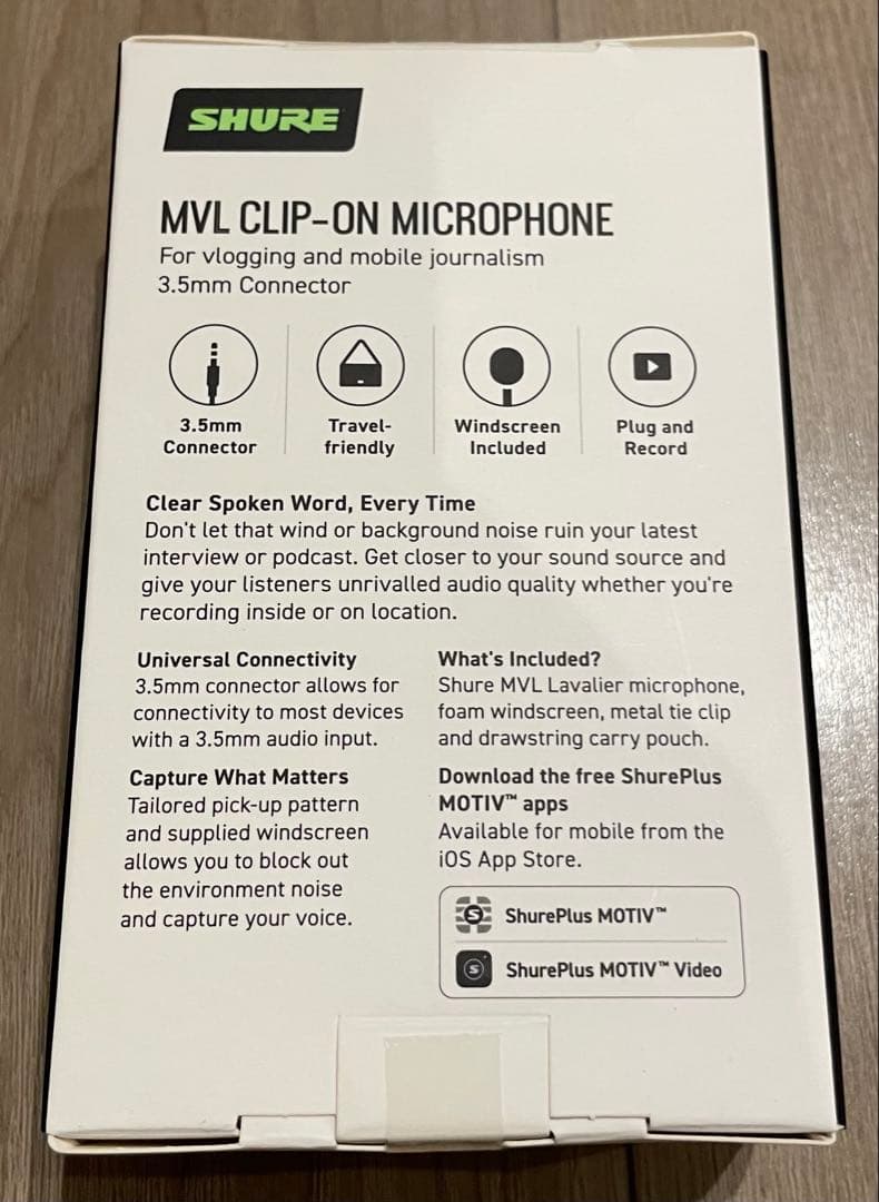 SHURE MVL CLIP-ON MICROPHONE ピンマイク