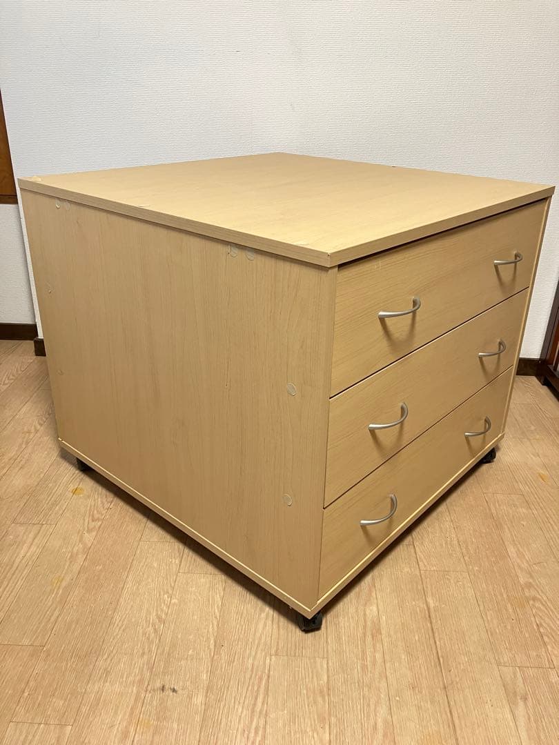 【美品】押入れ用 ナチュラル3段チェスト キャスター付 タンス 収納 引き出し