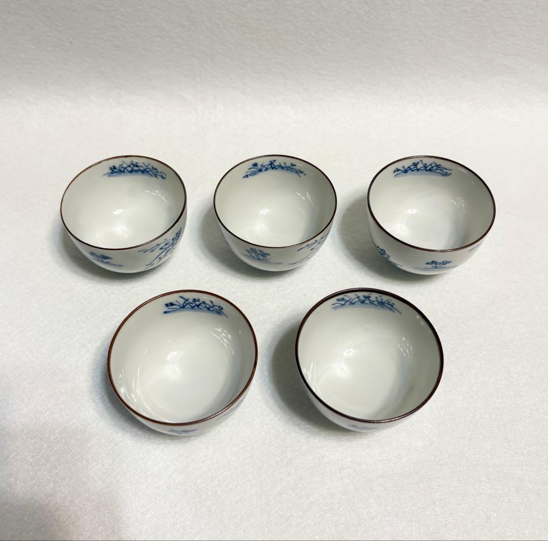 京焼 清水焼 平安 高木岩華 染付 鳥獣戯画 汲出碗 煎茶碗 湯呑み 高山寺