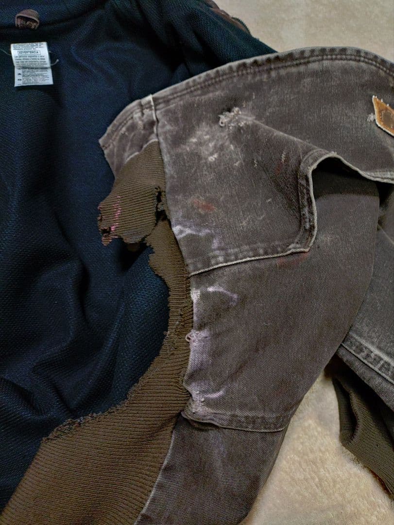 carhartt j25 DKB アクティブジャケット　フェード　襤褸　ブラウン
