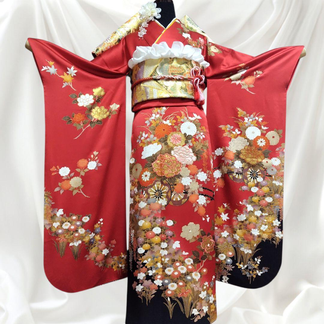 SALE中！振袖フルセット(6点)成人式・豪華刺繍・高級古典柄・金彩・高級手縫い