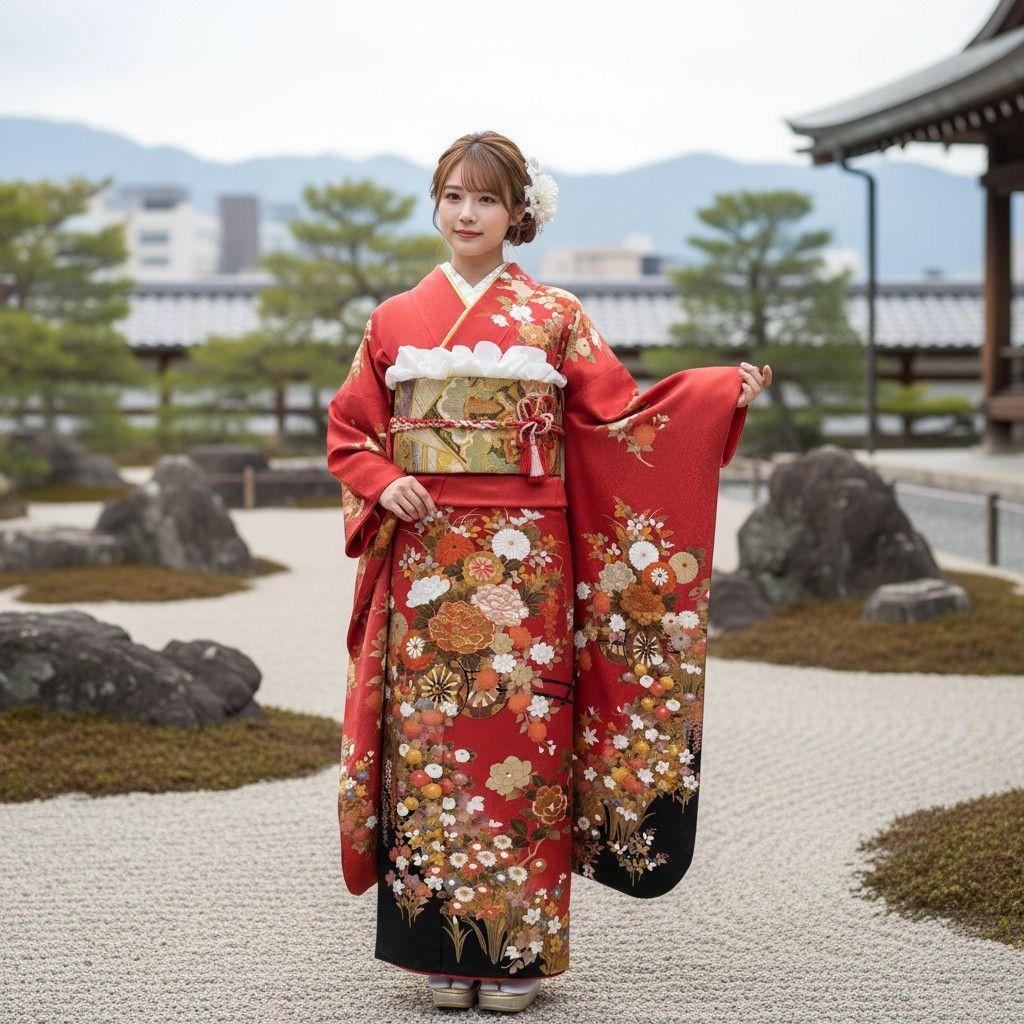 SALE中！振袖フルセット(6点)成人式・豪華刺繍・高級古典柄・金彩・高級手縫い