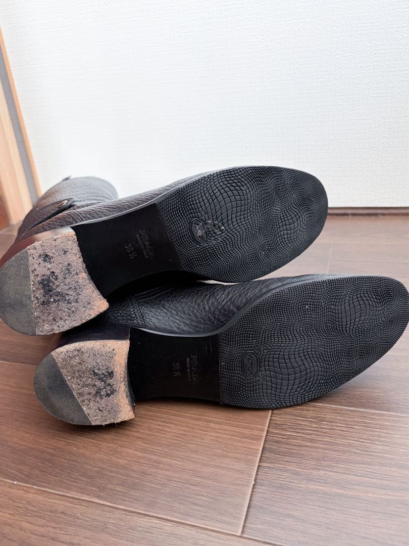PRADA レザー ロングブーツ ブラック　25.5cm