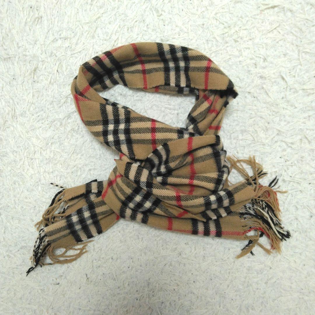 Burberry バーバリー ノバチェック カシミヤ100% フリンジ マフラー