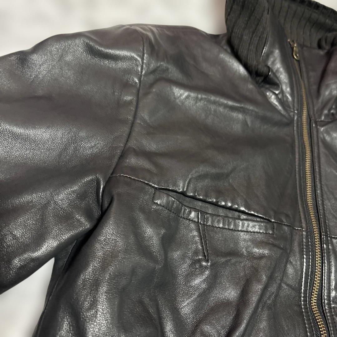 MASCULO 羊革 ラムレザー ボンバージャケット 38/M キルティング裏地