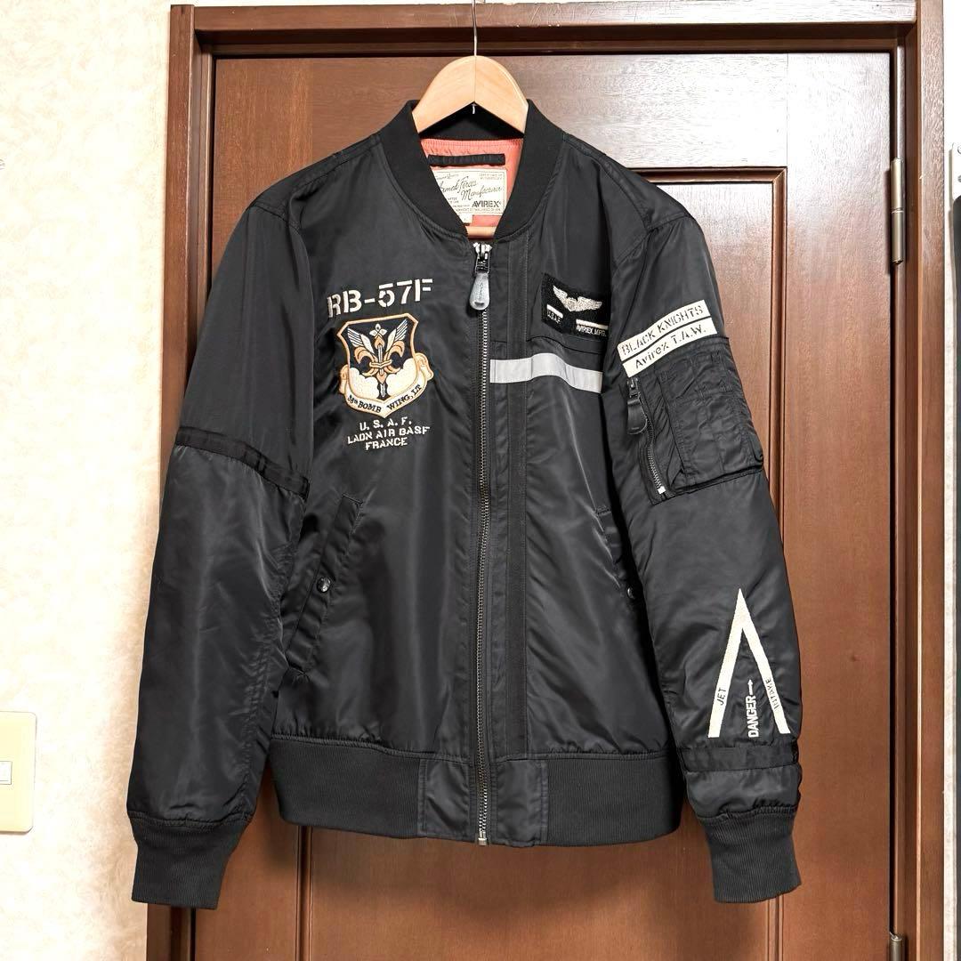 AVIREX MA-1 BLACK KNIGHTS ジャケット L 極美品
