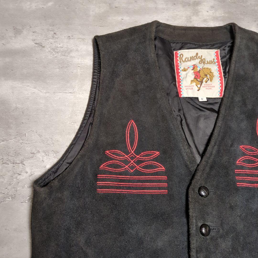 【90s_vintage】オルテガチマヨ両面刺繍SuedeVest old古着