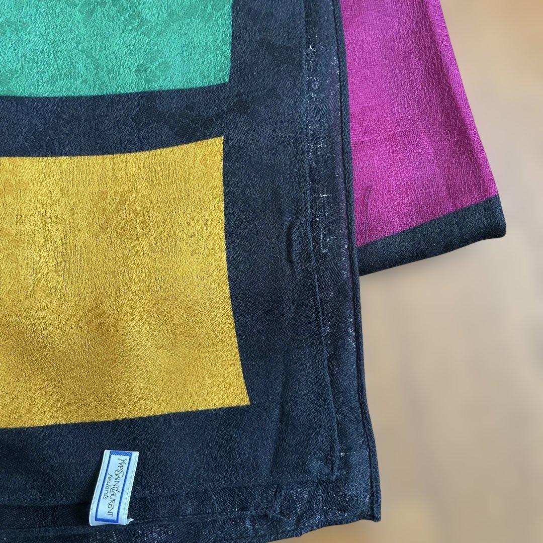 YvesSaintLaurent シルクウール大判スカーフ 145㎝