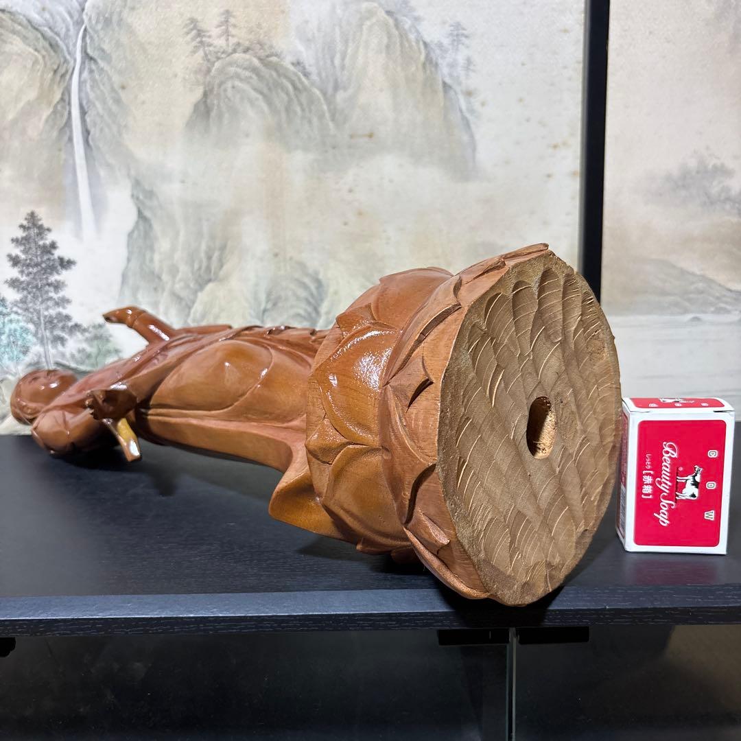 大型 観音菩薩 木彫　仏像 彫刻　開運　風水　置物　縁起物　インテリア　春山作