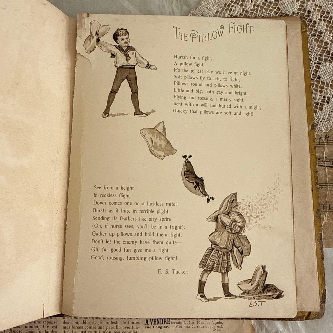 稀少1892年アンティーク愛らしい絵本ヴィクトリアン洋書ジャンクジャーナル古書