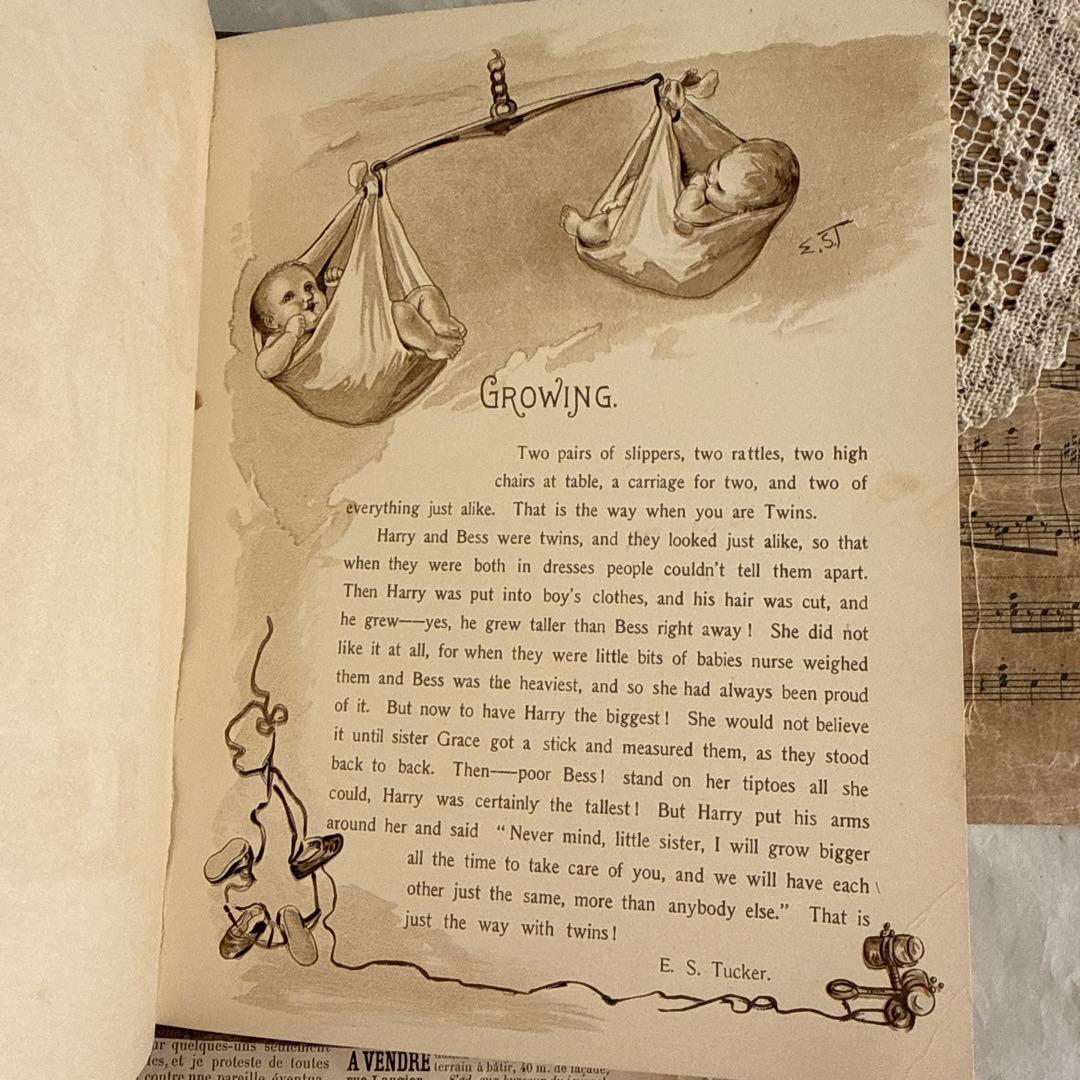 稀少1892年アンティーク愛らしい絵本ヴィクトリアン洋書ジャンクジャーナル古書