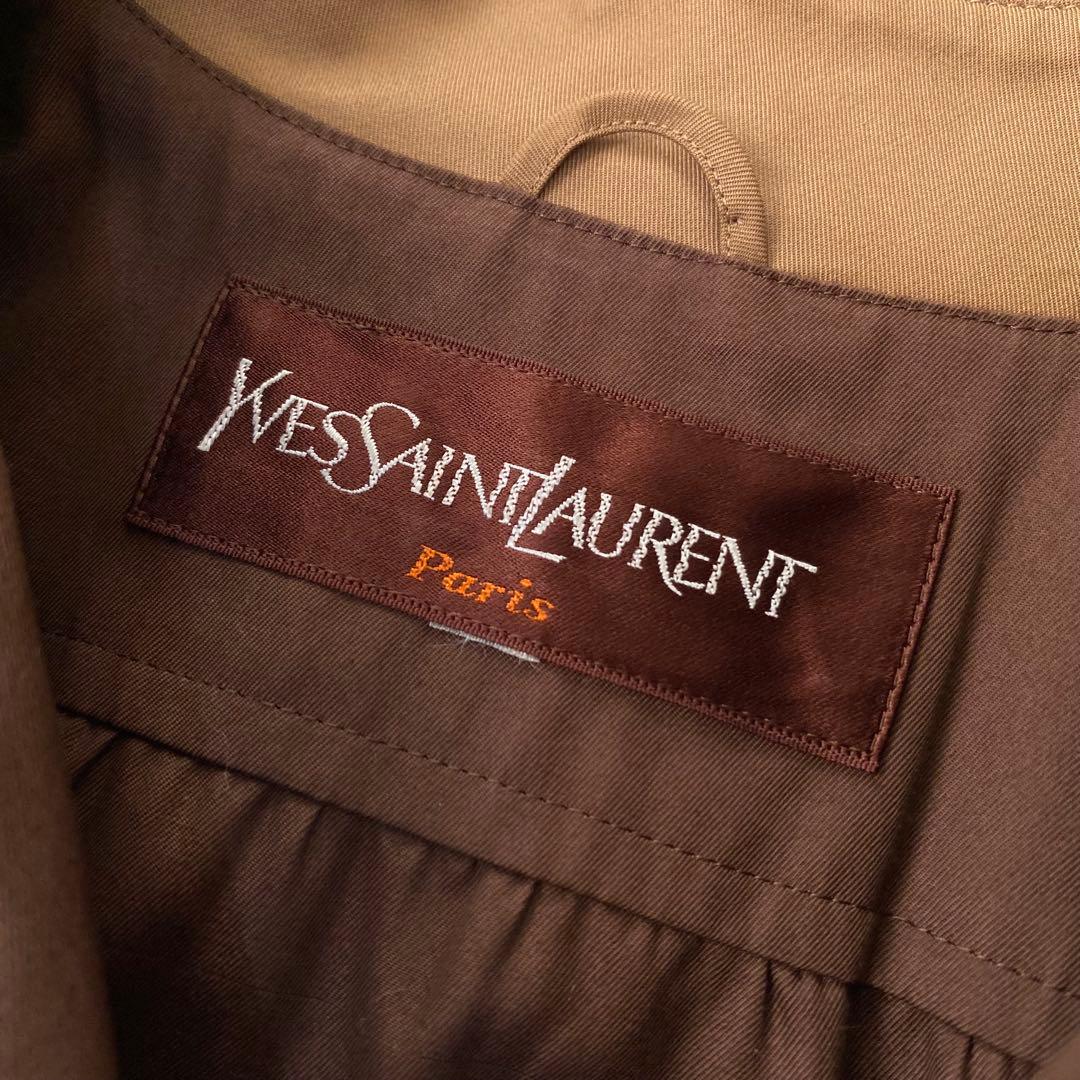 美品 OLD イヴサンローラン コットン コート 11 ブラウン 90s YSL