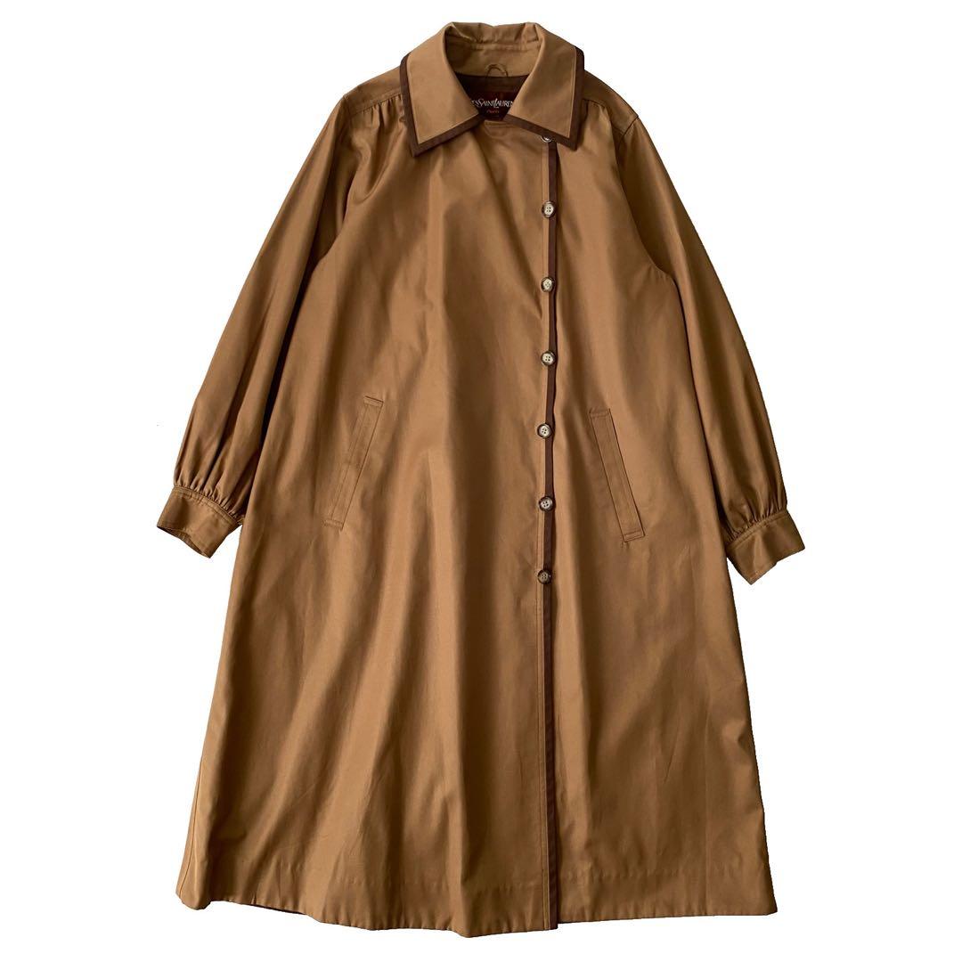 美品 OLD イヴサンローラン コットン コート 11 ブラウン 90s YSL