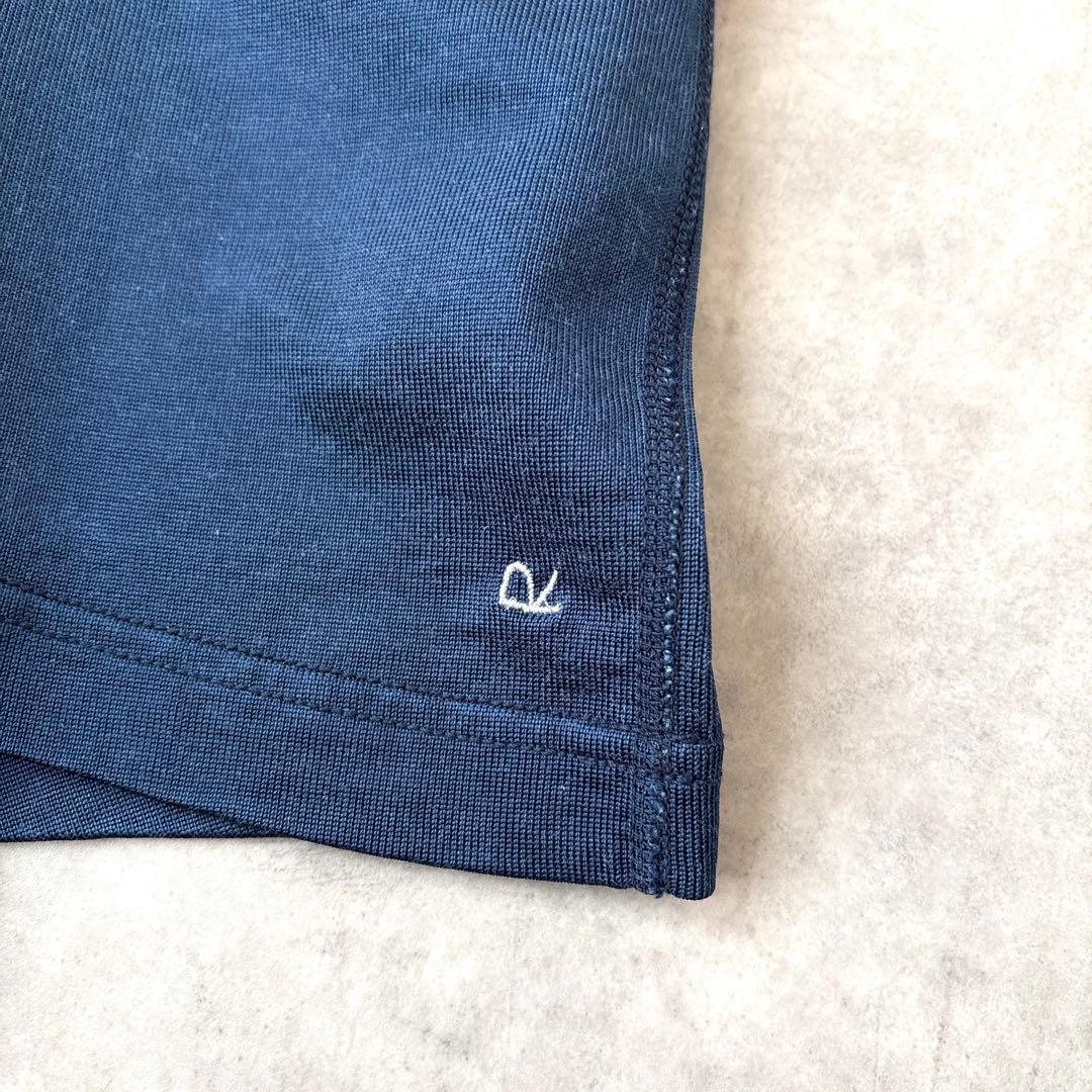 45R レーヨン天竺 ネイビー 青 Tシャツ コットン 綿 刺繍入り ゆったり