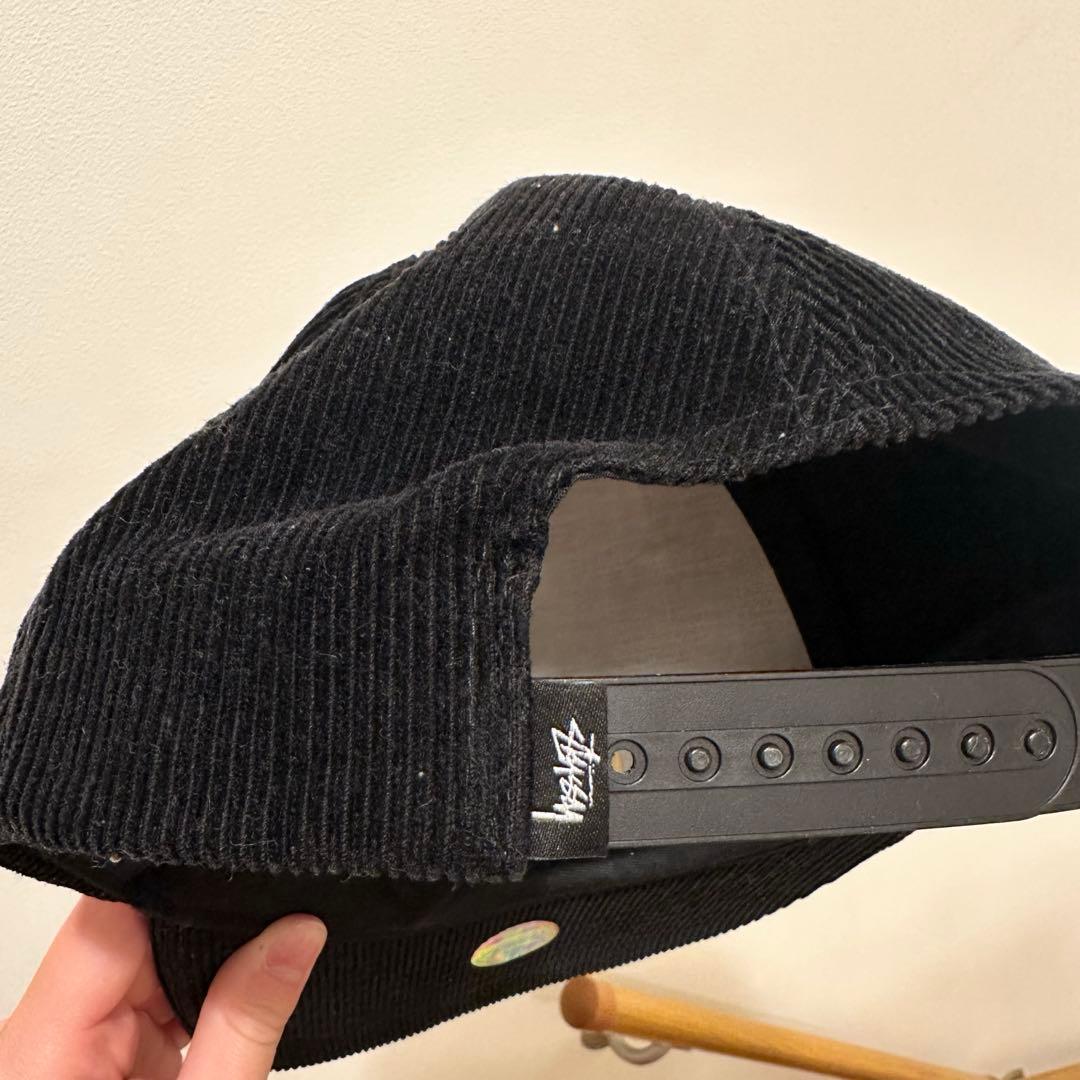 STUSSY ステューシーCAP キャップブラック ロゴ刺繍 コーデュロイ素材