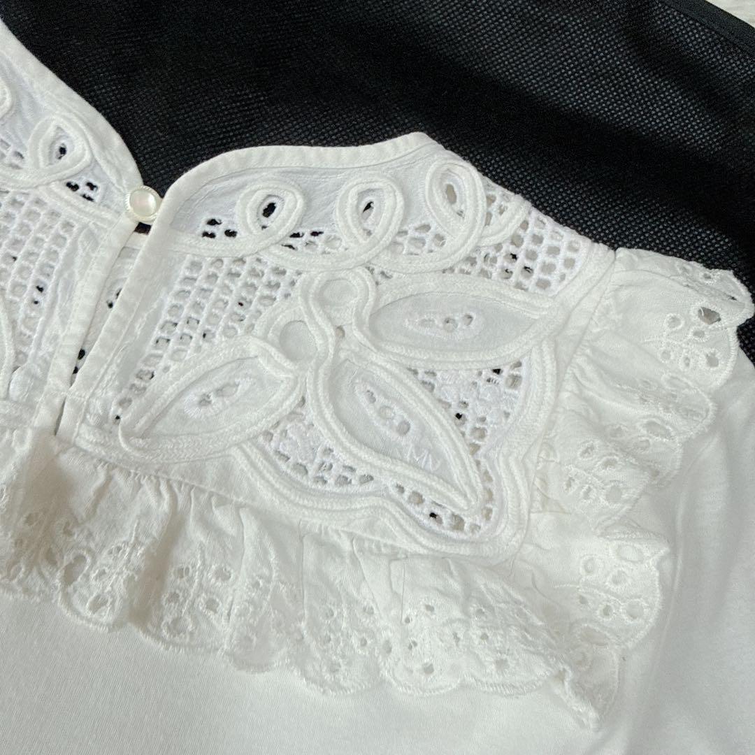【極美品】MUVEIL ミュベール バテンレース フリルプルオーバー カットソー
