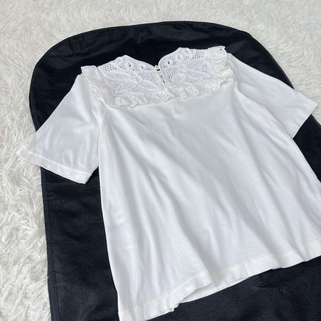 【極美品】MUVEIL ミュベール バテンレース フリルプルオーバー カットソー
