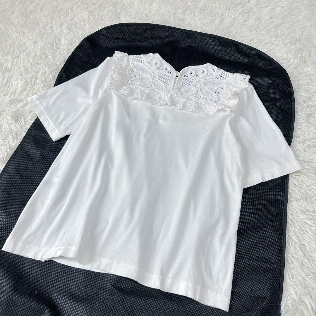 【極美品】MUVEIL ミュベール バテンレース フリルプルオーバー カットソー
