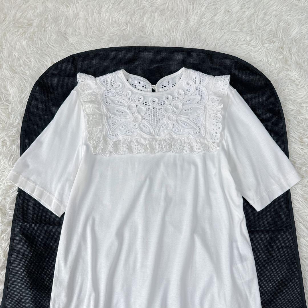 【極美品】MUVEIL ミュベール バテンレース フリルプルオーバー カットソー