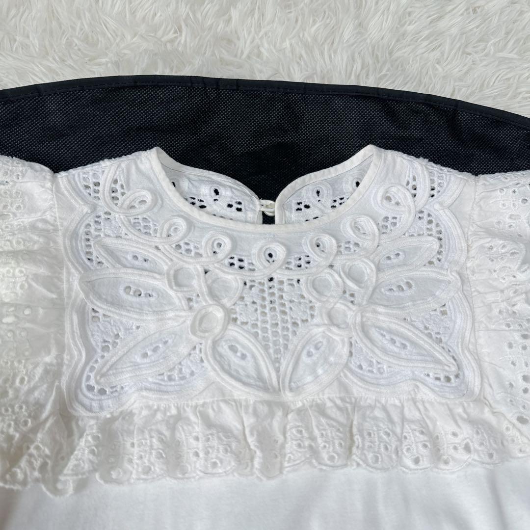 【極美品】MUVEIL ミュベール バテンレース フリルプルオーバー カットソー