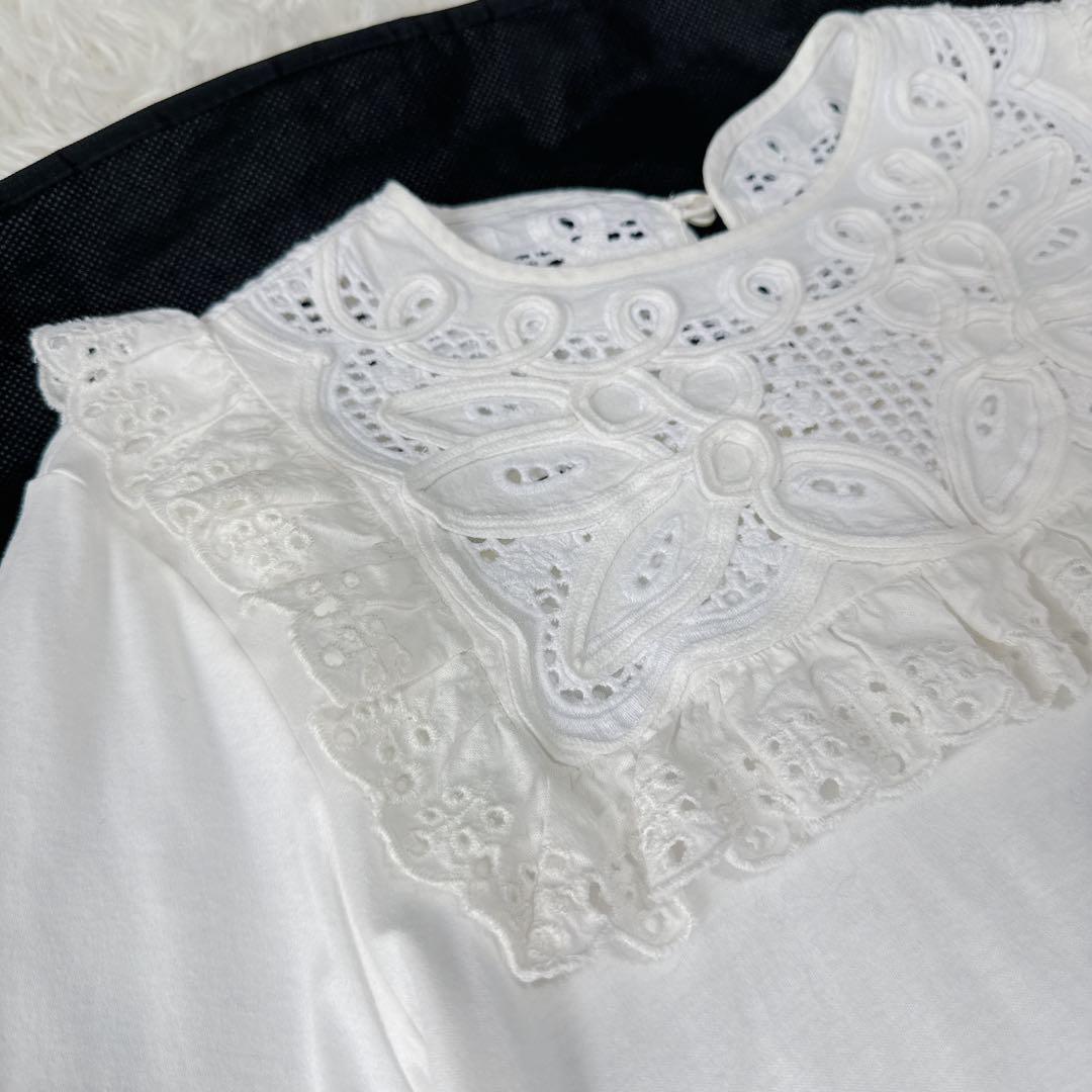 【極美品】MUVEIL ミュベール バテンレース フリルプルオーバー カットソー