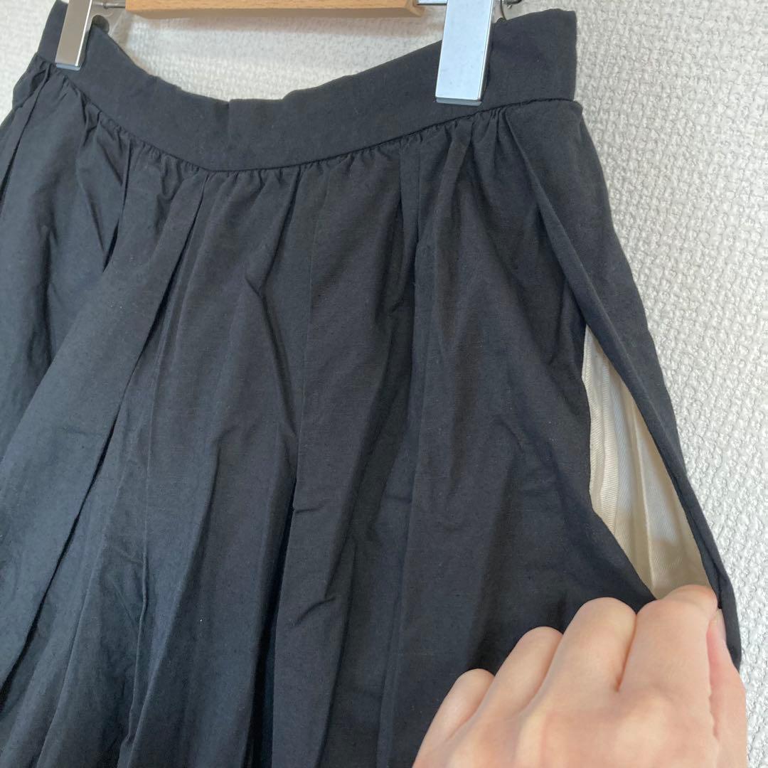 ヤエカ yaeca ビッグタックキュロット　コットンリネン　黒　ブラック