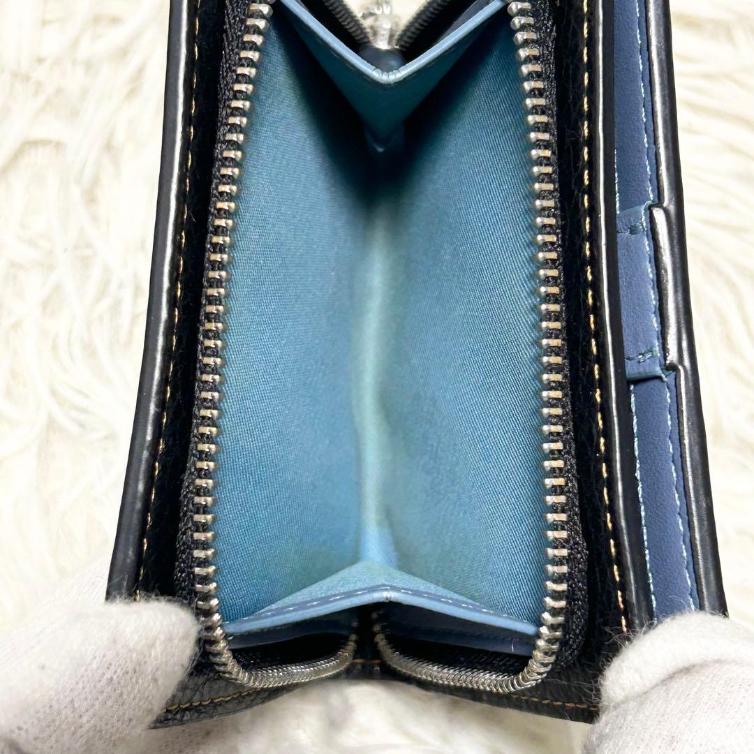 ✨美品✨COACHシグネチャー 二つ折り財布 ハッピードック レザー ブラック