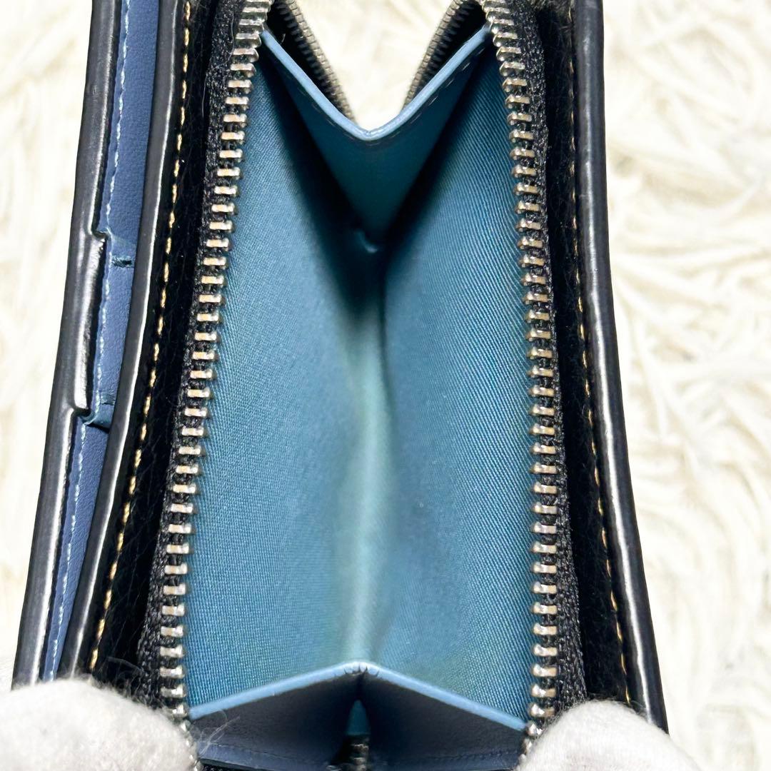 ✨美品✨COACHシグネチャー 二つ折り財布 ハッピードック レザー ブラック