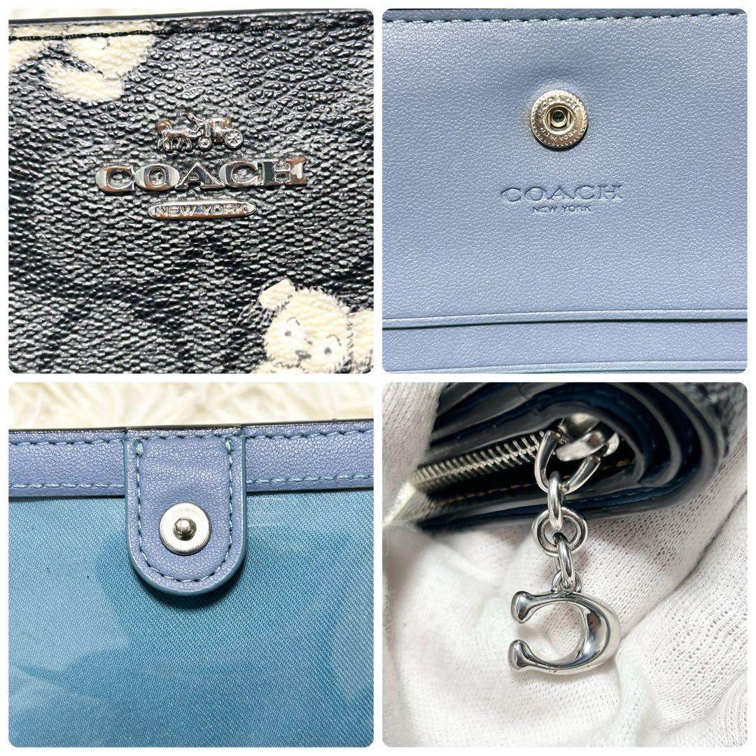 ✨美品✨COACHシグネチャー 二つ折り財布 ハッピードック レザー ブラック