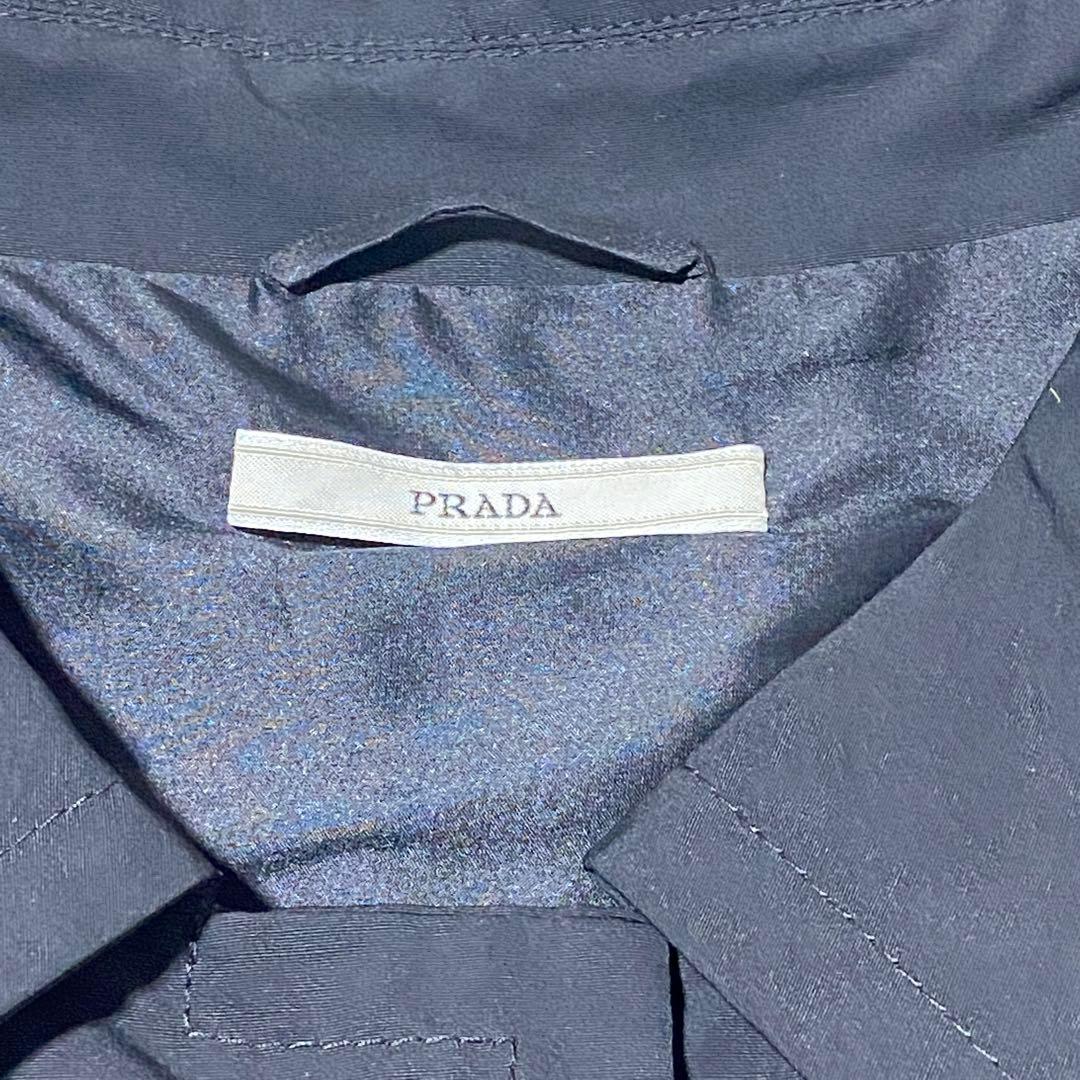 美品 プラダ PRADA スプリングコート トレンチコート バックリボン 黒