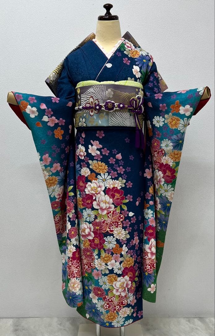 振り袖　フルセット　別誂長襦袢　成人式　金彩加工　刺繍入り　銀通し　813