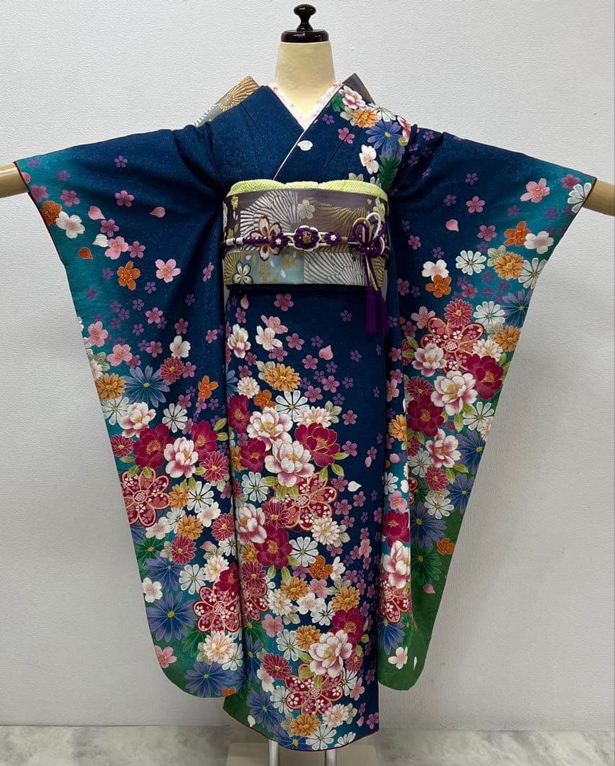 振り袖　フルセット　別誂長襦袢　成人式　金彩加工　刺繍入り　銀通し　813