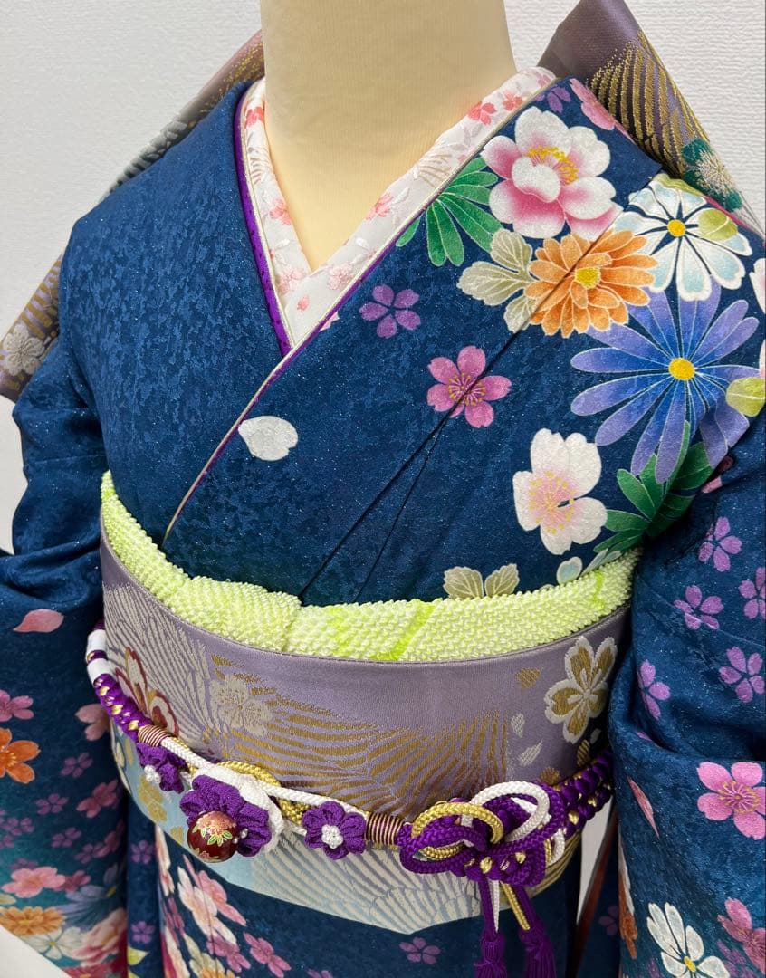 振り袖　フルセット　別誂長襦袢　成人式　金彩加工　刺繍入り　銀通し　813