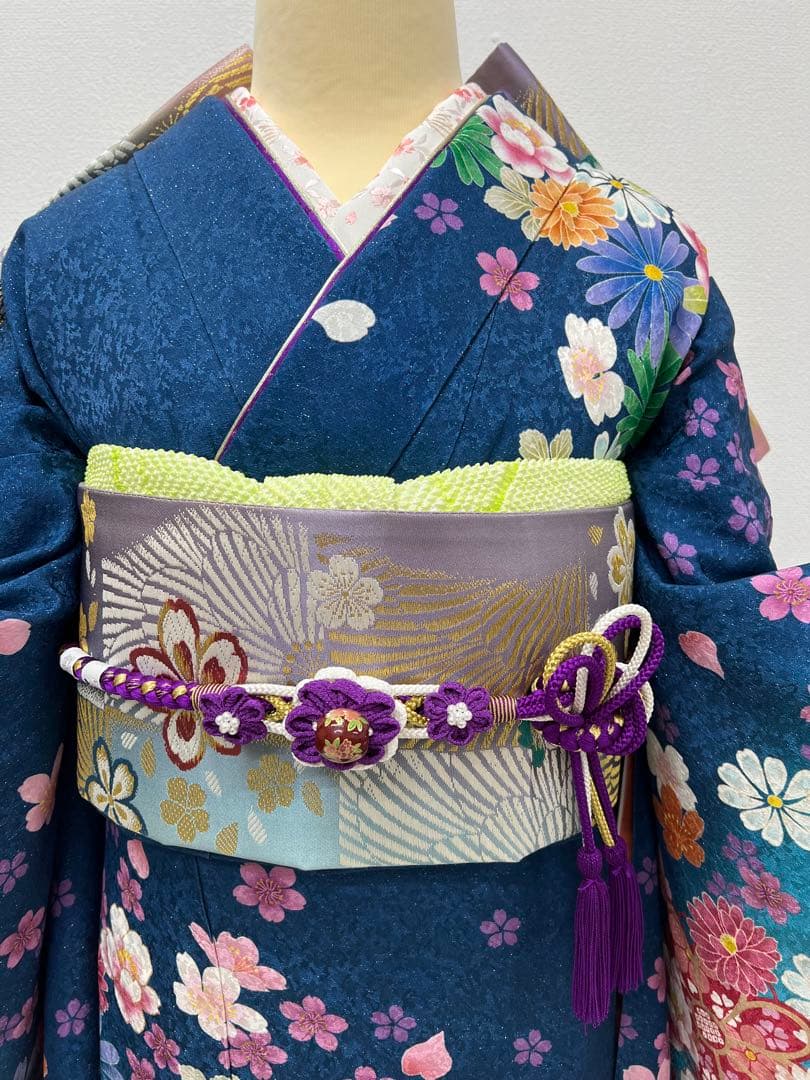 振り袖　フルセット　別誂長襦袢　成人式　金彩加工　刺繍入り　銀通し　813
