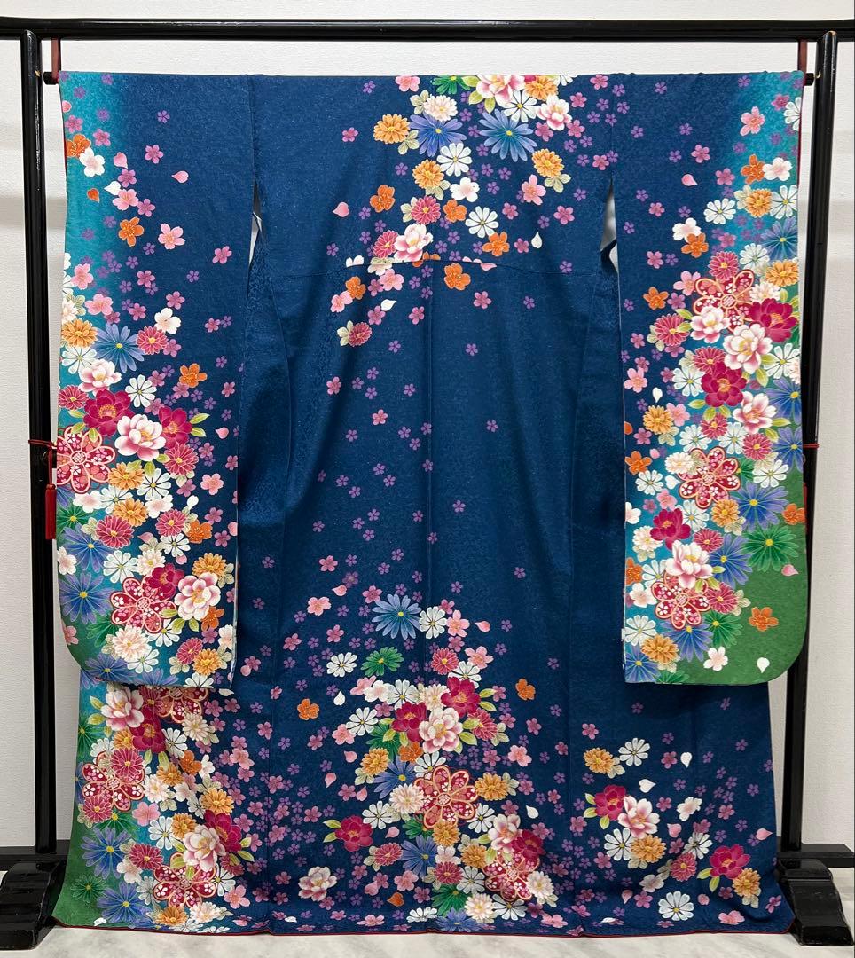 振り袖　フルセット　別誂長襦袢　成人式　金彩加工　刺繍入り　銀通し　813