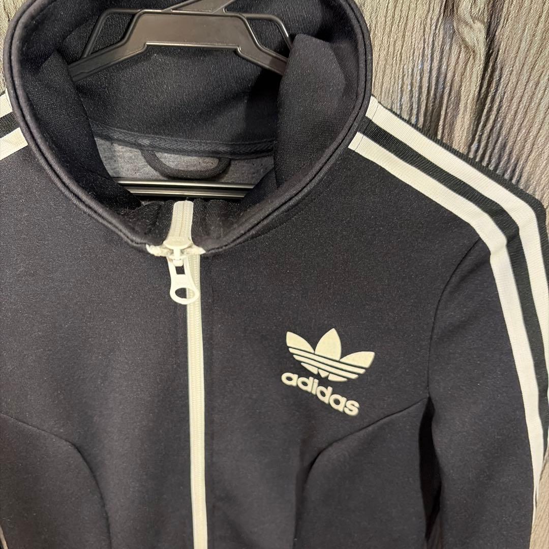 adidas ブラック ジップアップ ワンピース L