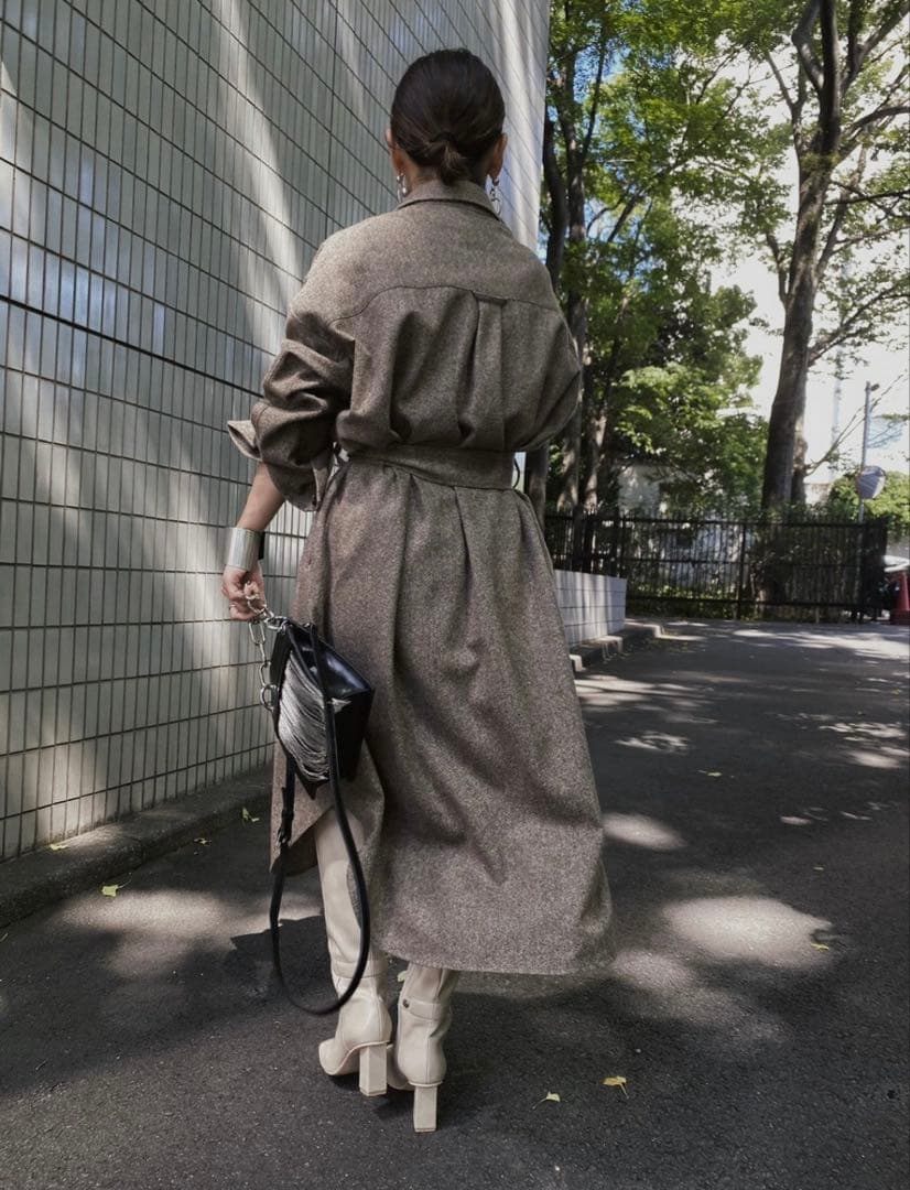 ジャケット・アウター AMERI ECO WOOL LONG SHIRT COAT