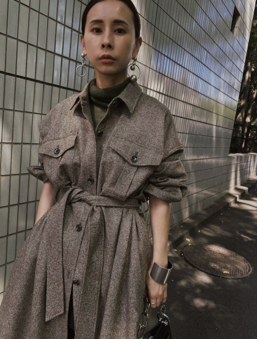 ジャケット・アウター AMERI ECO WOOL LONG SHIRT COAT