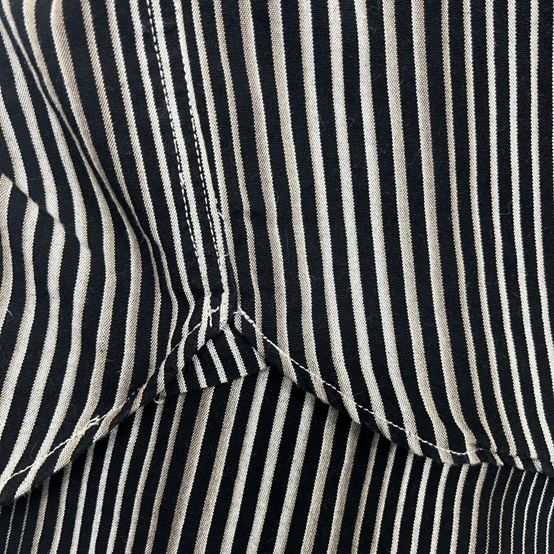 【美品】小倉縞縞 立体ストライプ フーデッドシャツ #131 小倉織 40s仕様