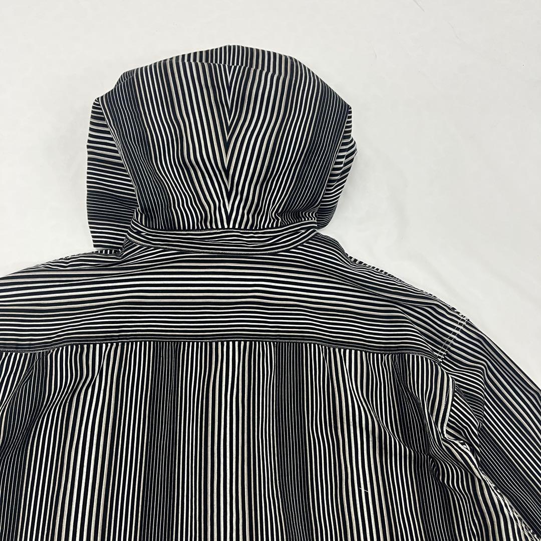 【美品】小倉縞縞 立体ストライプ フーデッドシャツ #131 小倉織 40s仕様