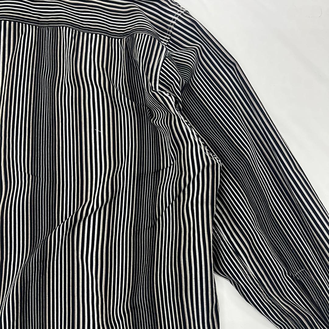 【美品】小倉縞縞 立体ストライプ フーデッドシャツ #131 小倉織 40s仕様