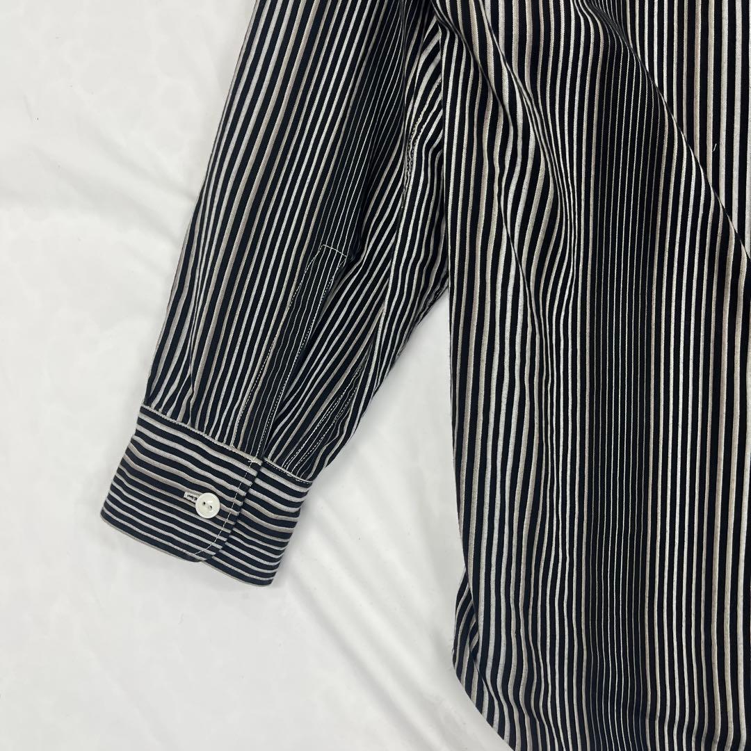 【美品】小倉縞縞 立体ストライプ フーデッドシャツ #131 小倉織 40s仕様