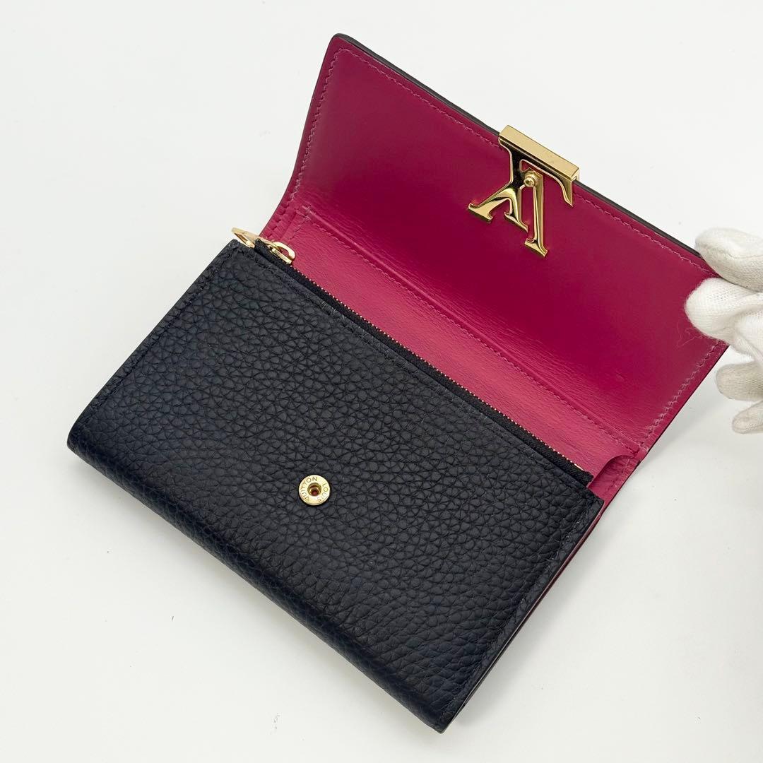 超極美品 現行品✨ルイヴィトン カプシーヌ コンパクト 三つ折り財布 黒 レザー
