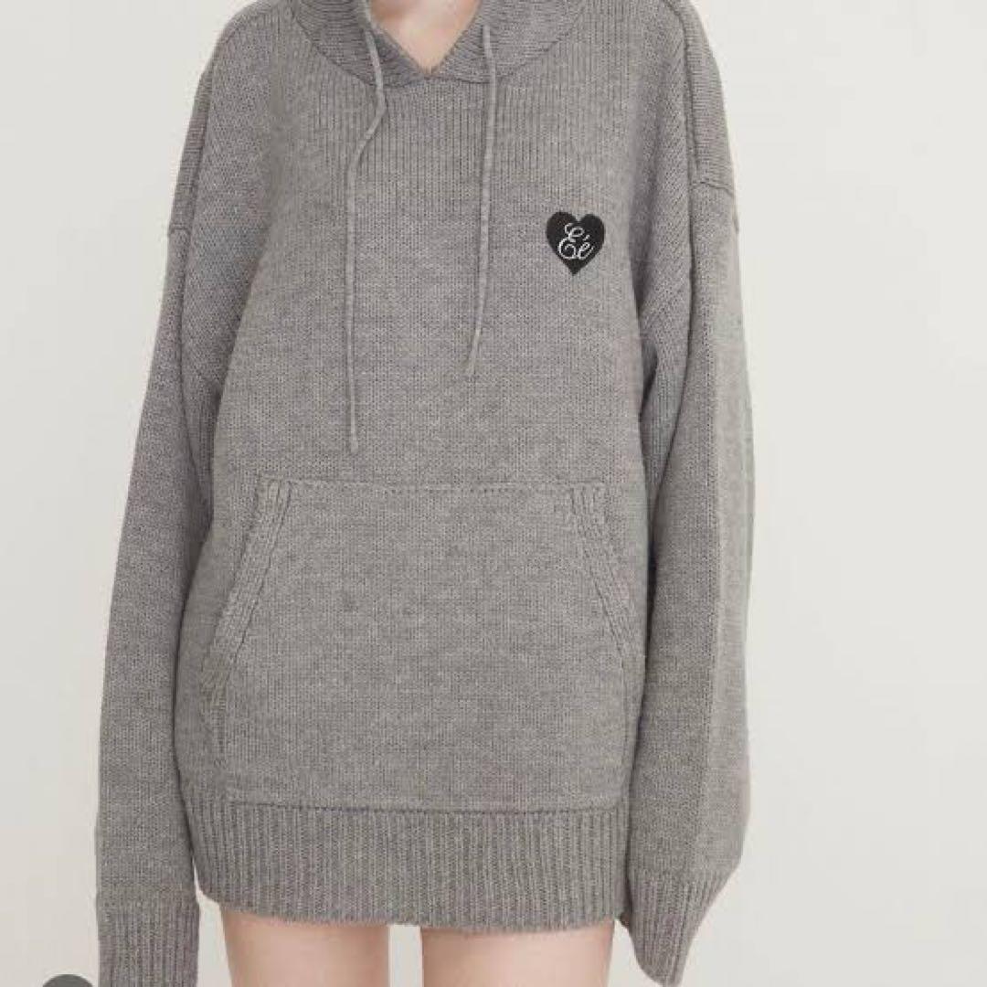 épine エピヌ knit hoodie グレー ニットパーカー