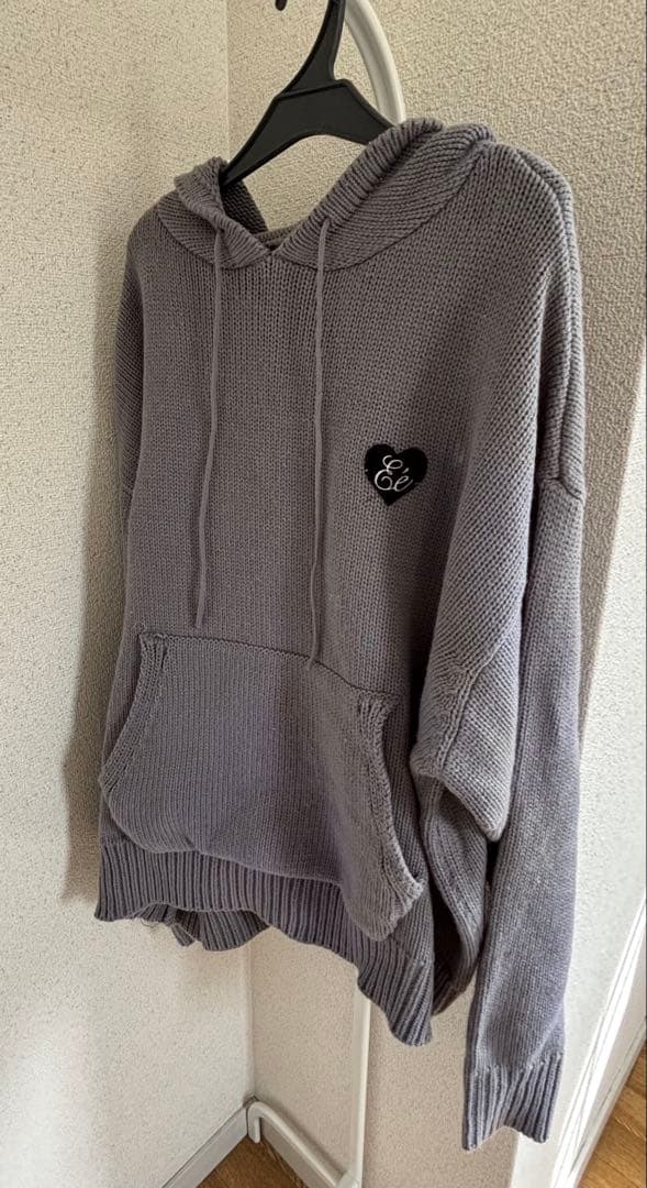 épine エピヌ knit hoodie グレー ニットパーカー