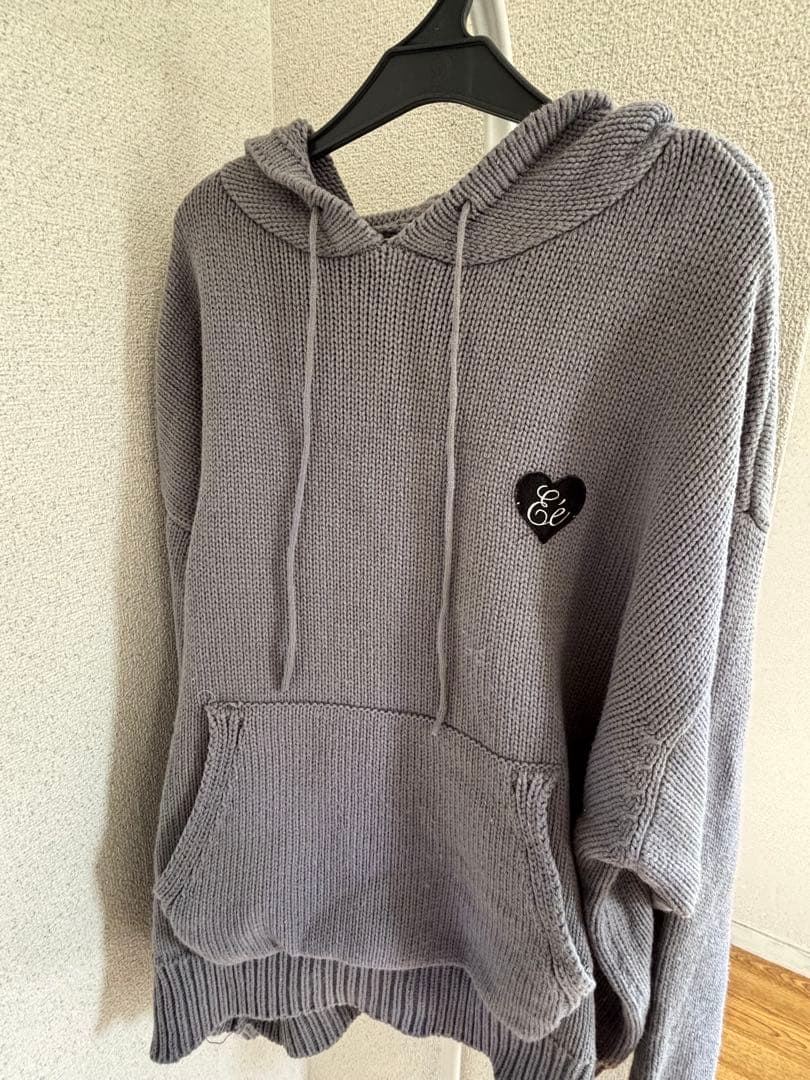 épine エピヌ knit hoodie グレー ニットパーカー