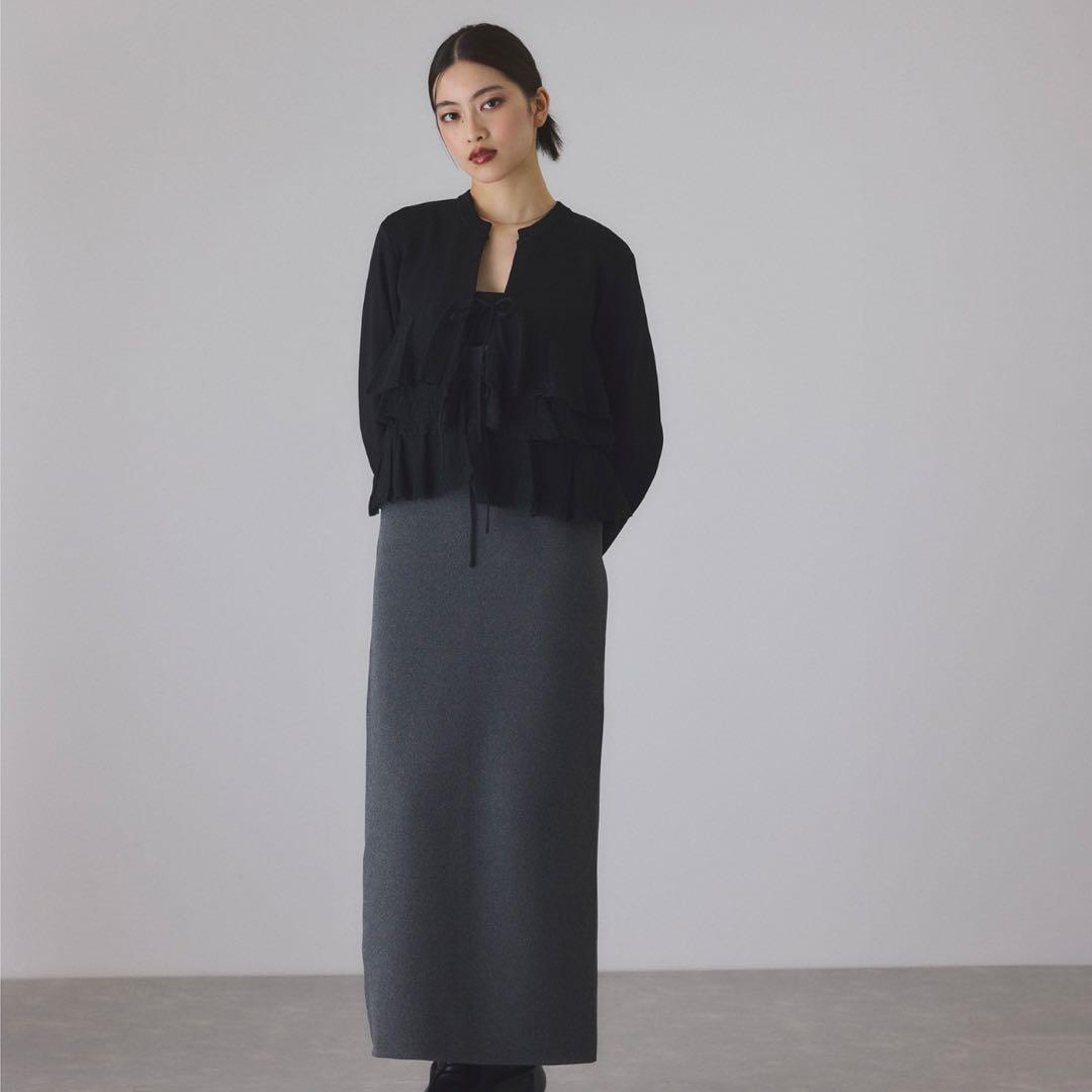 ADAM ET ROPÉ FEMME フリルカーディガン ブラック